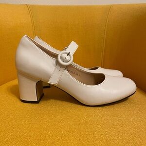 Elegant White Mary Jane Heels